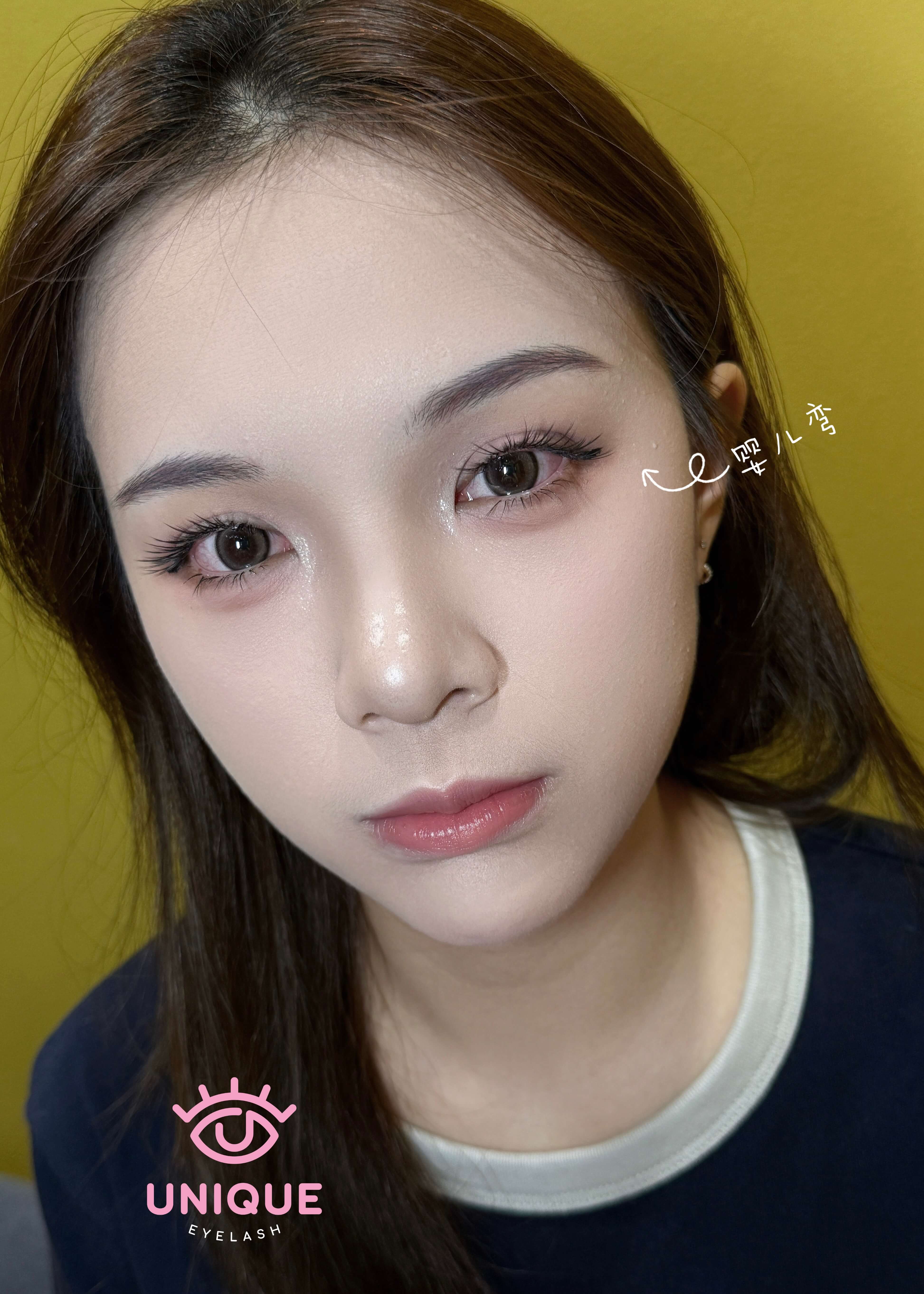 Close up of finished lash extension at Unique Eyelash PJ